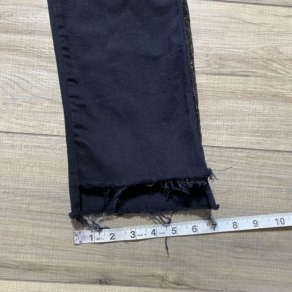 Frame Denim Womens Le High Straight Tuxedo Velvet Stripe‎ Jeans Size 25 Black